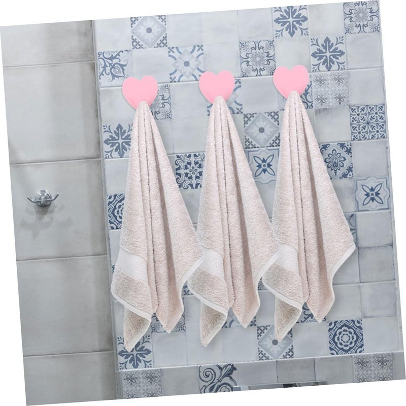 16 Pcs Heart Shape Adhesive Wall Hooks For Coats Towels Bathroom Decor - Image 3