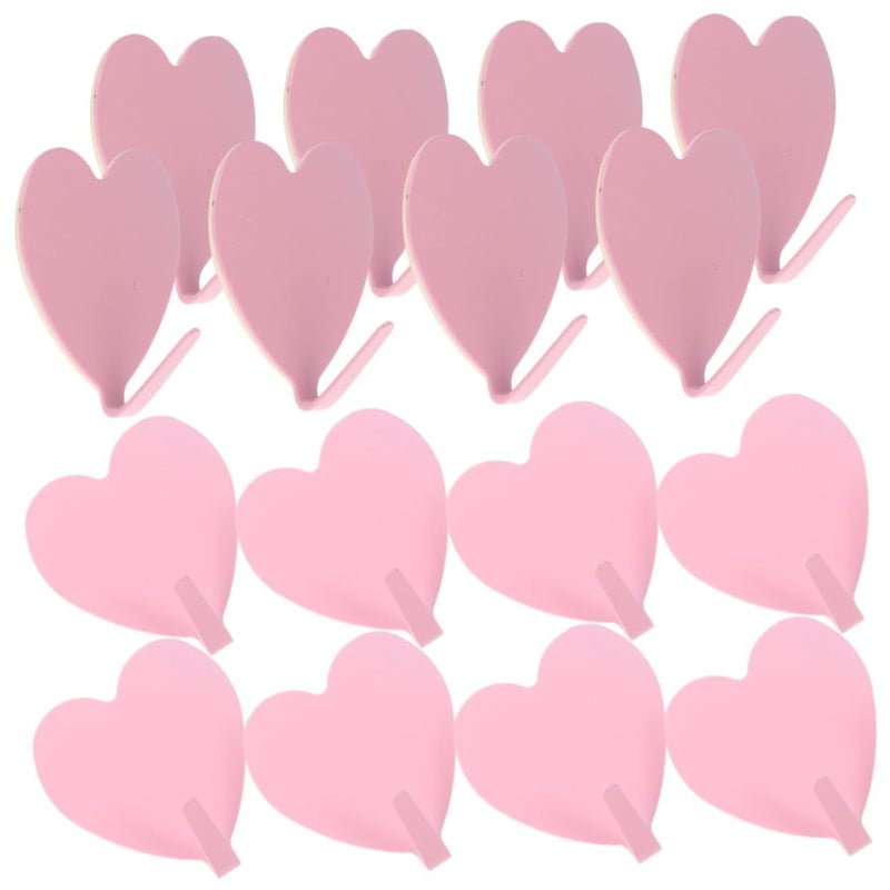 16 Pcs Heart Shape Adhesive Wall Hooks For Coats Towels Bathroom Decor - Image 2