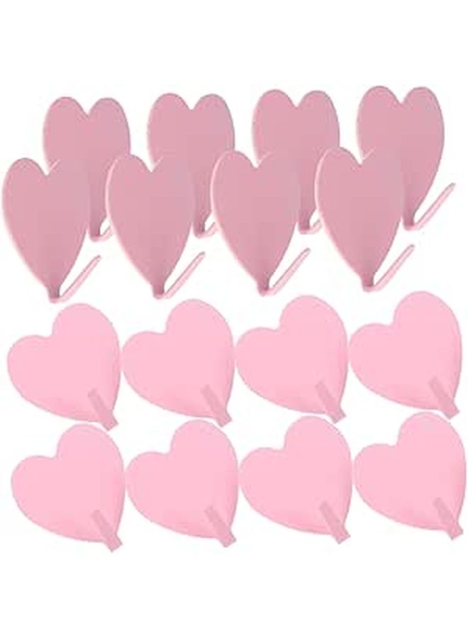 16 Pcs Heart Shape Adhesive Wall Hooks For Coats Towels Bathroom Decor - Image 1