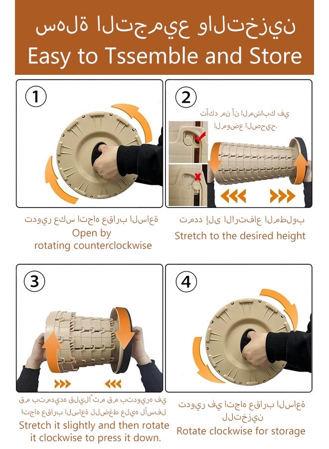 YIM-VIBEHAUS Portable Folding Stool, Adjustable Outdoor Stool with Thickened Cushion, Load Capacity 250kg Collapsible Stool Suitable for Camping, Fishing, Hiking, Barbecue, and Outdoor/Indoor Kitchens - Image 2