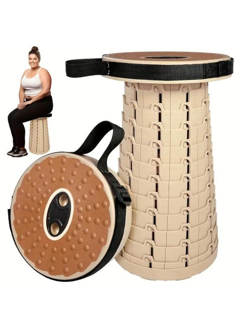 Portable Folding Stool, Adjustable Outdoor Stool with Thickened Cushion, Load Capacity 250kg Collapsible Stool Suitable for Camping, Fishing, Hiking, Barbecue, and Outdoor/Indoor Kitchens