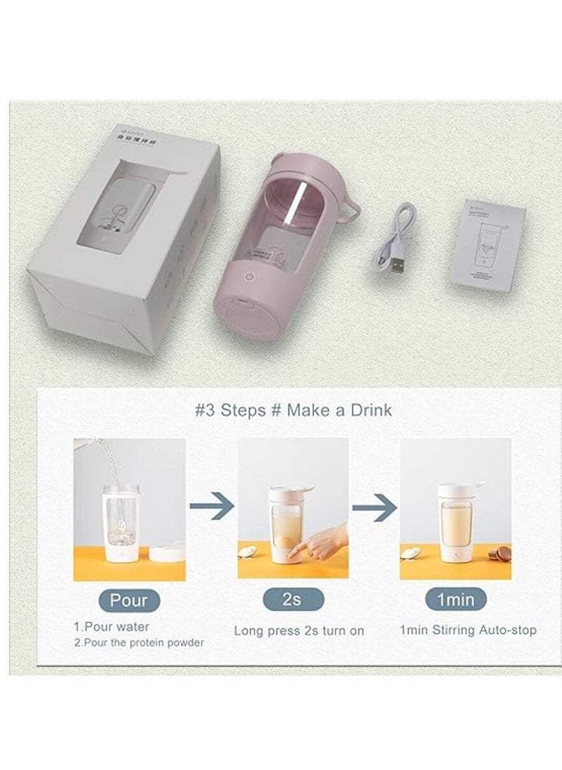 Generic - 500ml Electric Shaker Protein Shaker Bottles 22oz - Portable 2-mins Mixer Cup for Smooth Shakes & Supplements, Self Stirring Mug for Coffee, milk powder, oatmeal, milkshake (Pink) - Image 1