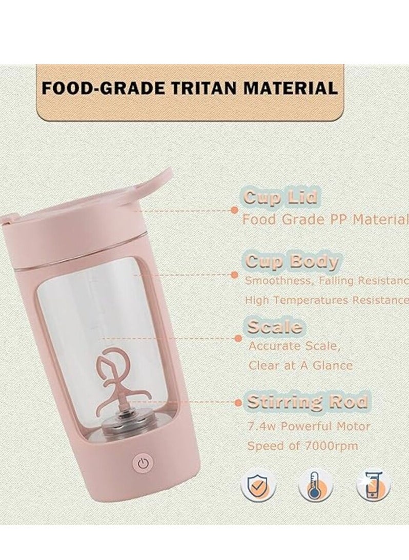 Generic - 500ml Electric Shaker Protein Shaker Bottles 22oz - Portable 2-mins Mixer Cup for Smooth Shakes & Supplements, Self Stirring Mug for Coffee, milk powder, oatmeal, milkshake (Pink) - Image 1