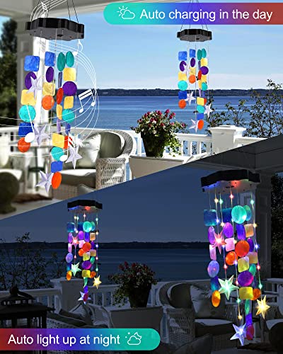 Toodour Solar Decorative Lights Outdoor, Colorful Shells Lights Gifts for Mom Grandma Women Wife Girls, Solar Wind Chimes Outside Decorative Mobile Lights for Holiday Garden Porch Yard Window Decor - Image 4