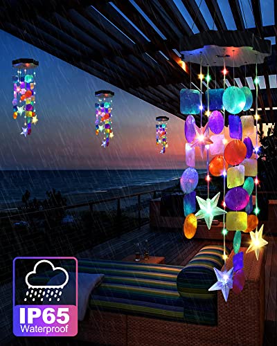 Toodour Solar Decorative Lights Outdoor, Colorful Shells Lights Gifts for Mom Grandma Women Wife Girls, Solar Wind Chimes Outside Decorative Mobile Lights for Holiday Garden Porch Yard Window Decor - Image 5