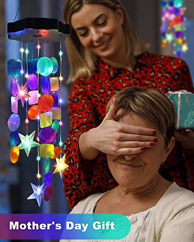 Toodour Solar Decorative Lights Outdoor, Colorful Shells Lights Gifts for Mom Grandma Women Wife Girls, Solar Wind Chimes Outside Decorative Mobile Lights for Holiday Garden Porch Yard Window Decor - Image 3