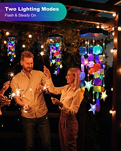 Toodour Solar Decorative Lights Outdoor, Colorful Shells Lights Gifts for Mom Grandma Women Wife Girls, Solar Wind Chimes Outside Decorative Mobile Lights for Holiday Garden Porch Yard Window Decor - Image 2