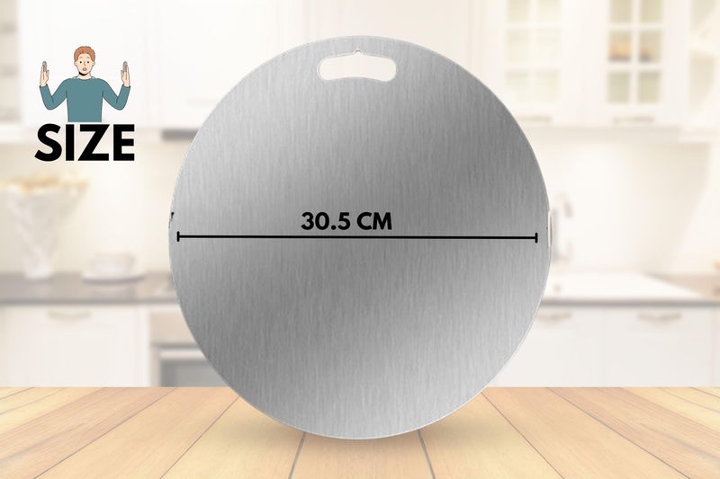 Halsey Homes Stainless Steel Counter Top Board for Kitchen | Worktop Platform | Round Edge | for Cutting - Chopping Vegetables Meat Fish Fruits (Chopping Board Round (30.5 CMS)) - Image 2