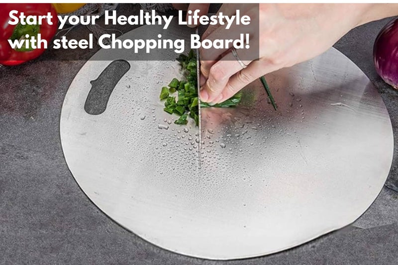 Halsey Homes Stainless Steel Counter Top Board for Kitchen | Worktop Platform | Round Edge | for Cutting - Chopping Vegetables Meat Fish Fruits (Chopping Board Round (30.5 CMS)) - Image 3