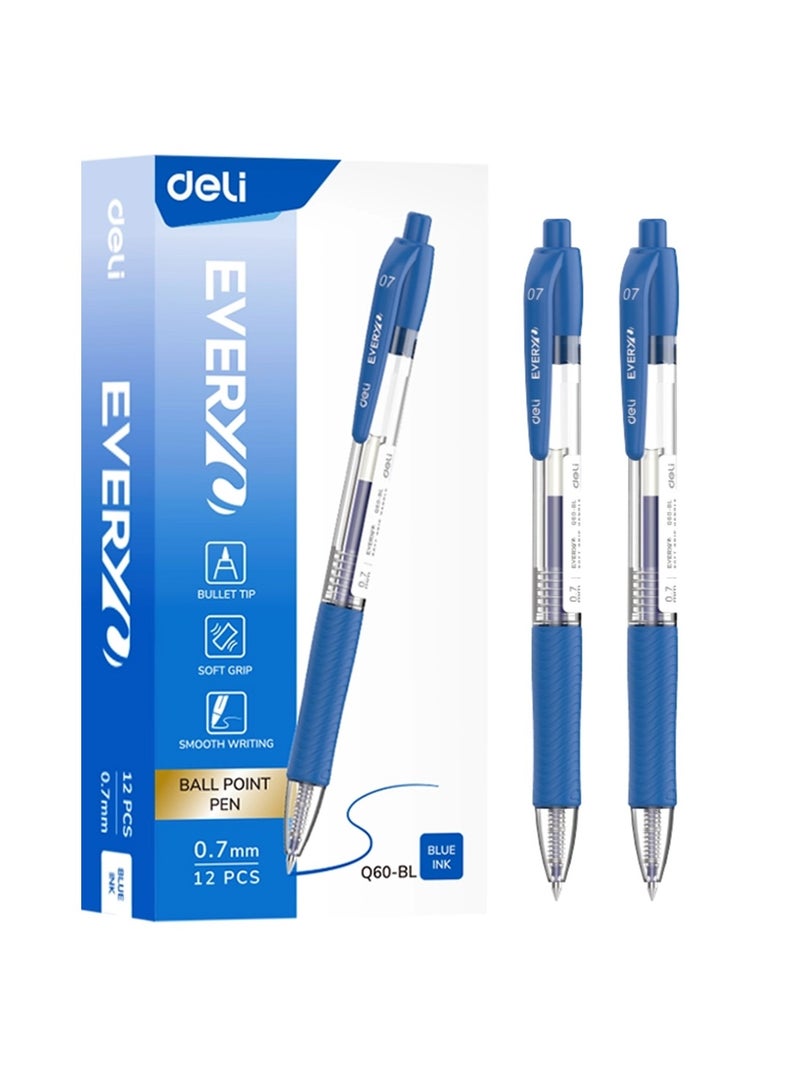 12-Piece Q60-BL Ballpoint Pen 0.7mm Tip Blue Ink