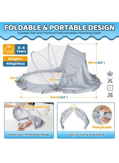 Orzbow Orzbow Foldable Mosquito Net for Bed with Blackout Canopy, Portable Baby Mosquito Net Tent for Bed, Cots, Cribs, Playards and Playpen, 0-3 Years Kids Travel & Sleep Mosquito Mesh Cover, Grey  - Image 5