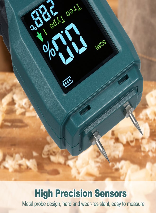 سمارت سنسور مقياس رطوبة ذكي للخشب، مزود بمستشعر دقيق، وشاشة LCD، وجهاز قياس محتوى بأربعة أوضاع للخشب والخيزران والورق والأعشاب. - Image 3