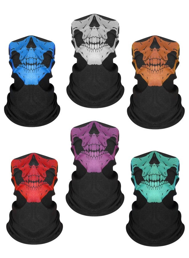 DANLCUPL 6 Pack Neck Gaiter Balaclava Bandana Gator Face Mask for Men Women UV Protection Breathable Headwear for Sports (6 Pack Skull Skeleton) - Image 1