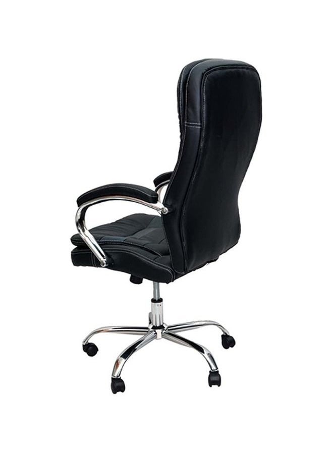 KARNAK Executive Office Chair Ergonomic PU Leather Adjustable Height Mid Back with Headrest & Lumbar Support Black  - Image 2