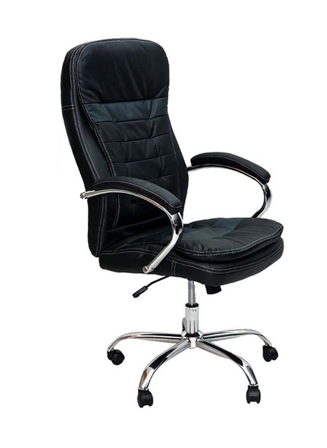 KARNAK Executive Office Chair Ergonomic PU Leather Adjustable Height Mid Back with Headrest & Lumbar Support Black  - Image 1