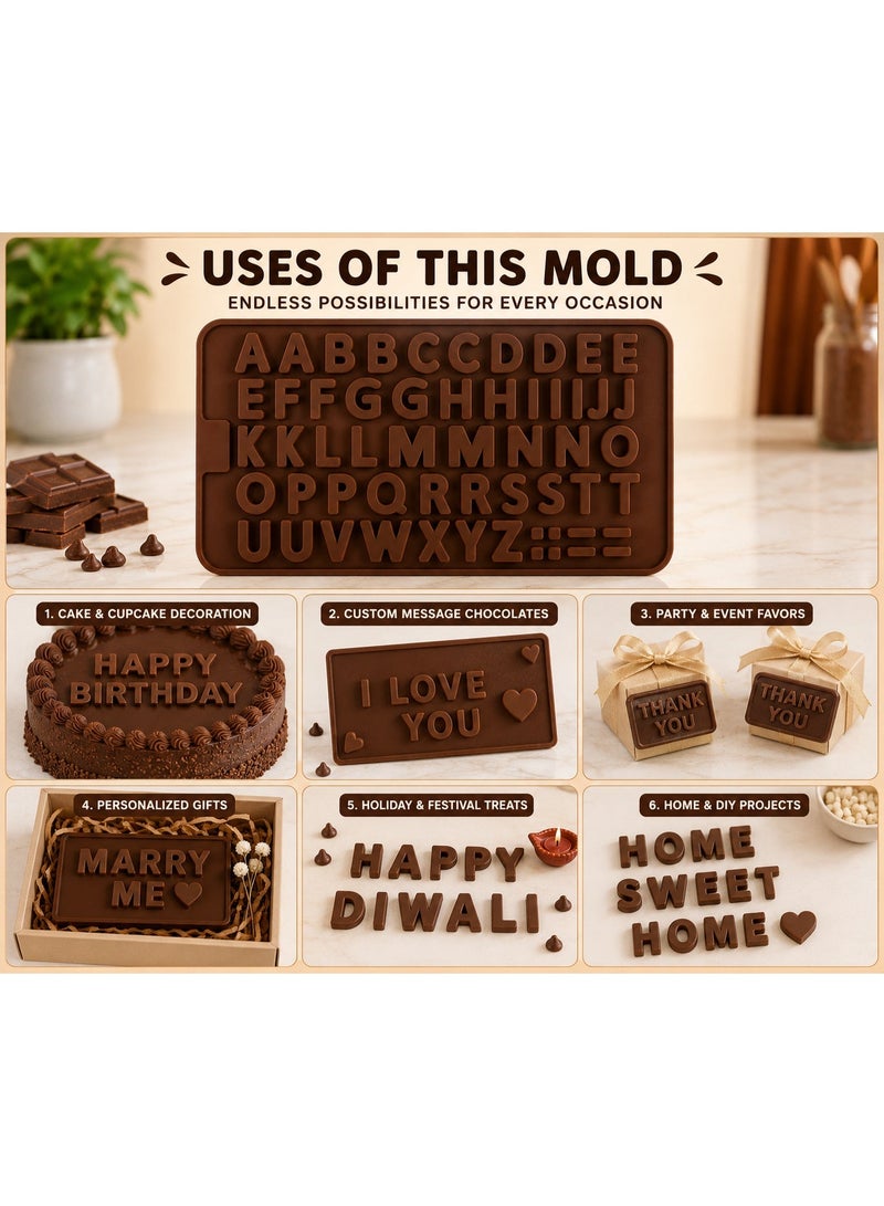 vsell24 Pack of 2 Alphabet Fondant Cake Molds – 52-Compartment Silicone Letter Shape Mould for Chocolate, Candy & Baking Decoration - Image 1