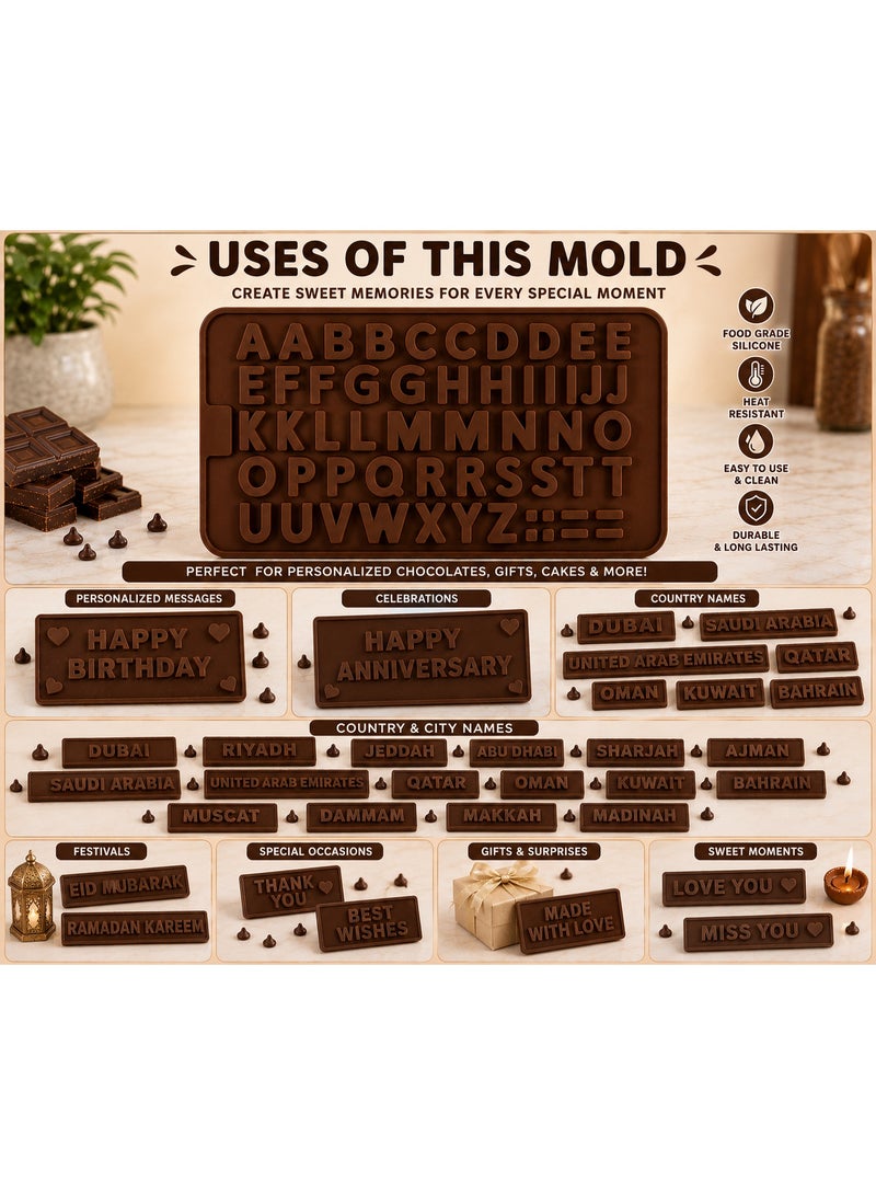 vsell24 Pack of 2 Alphabet Fondant Cake Molds – 52-Compartment Silicone Letter Shape Mould for Chocolate, Candy & Baking Decoration - Image 4
