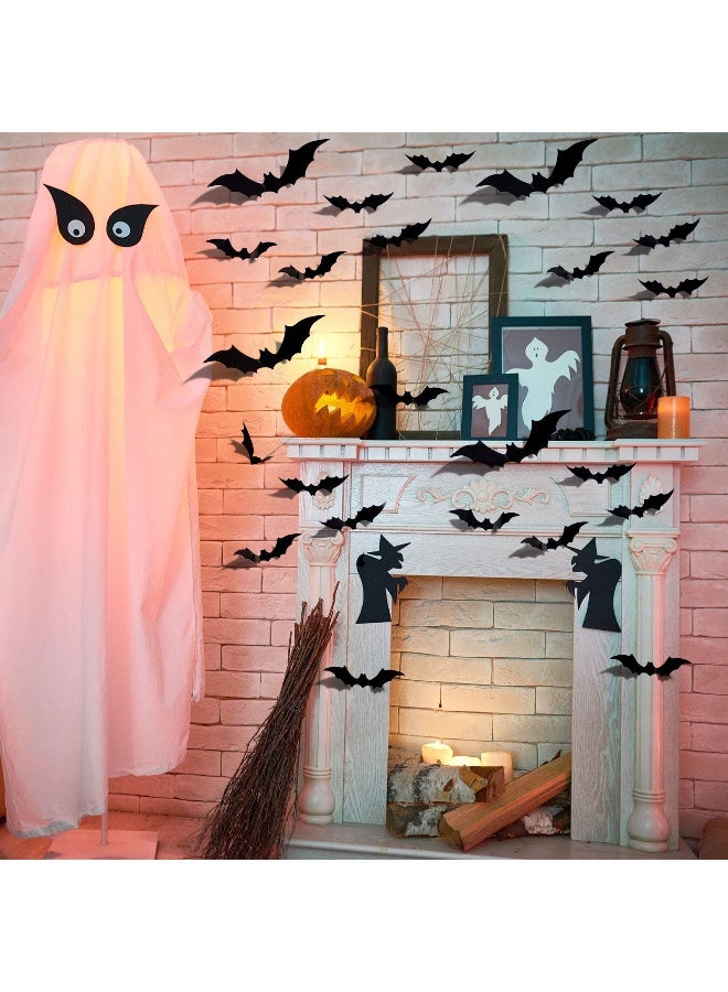 FFNIU Halloween 3D Bats Decoration Plastic Bat Wall Stickers for Home Window Decor Party Supplies (60PCS) - Image 2