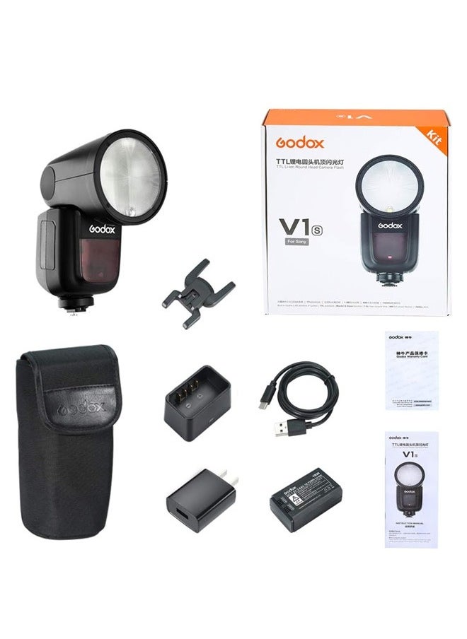 Godox - GODOX V1 V1-S Round Head Camera Flash for Sony, 2.4G TTL Sony Flash Speedlite, 1/8000 HSS Speedlight for Sony, Rechargeable Li-ion Battery, 480 Full Power Shots, 10 Level LED Modeling Lamp - Image 1