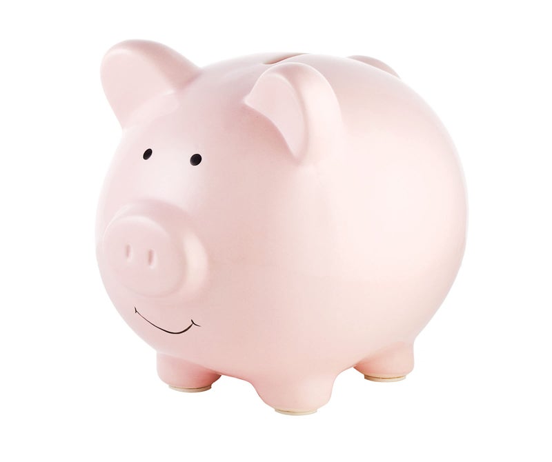 Pearhead Large Ceramic Piggy Bank, Ideal for Boys and Girls, Kids Money and Coin Bank, Perfect Baby Boy Nursery DÃ©cor, Great Gift and Newborn Keepsake, Light Pink - Image 1