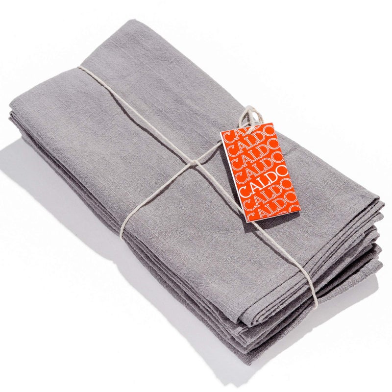 Caldo Linen Dinner Napkins  Rustic Soft and Durable Cloth  Washable and Reusable 4 Pack  20x20 inch Pewter Grey