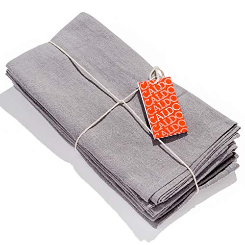 Caldo Linen Dinner Napkins  Soft and Durable Cloth  4 Pack  20x20 inch Grey - Image 1