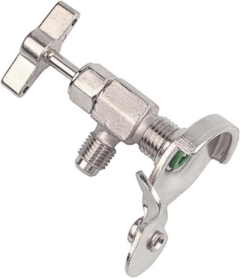 Silver Alloy Metal Refrigerant Charging Valve for Air Conditioning and Refrigerator Maintenance Fits Most Small Cans of Refrigerant With Anti Backflow Design - Image 1
