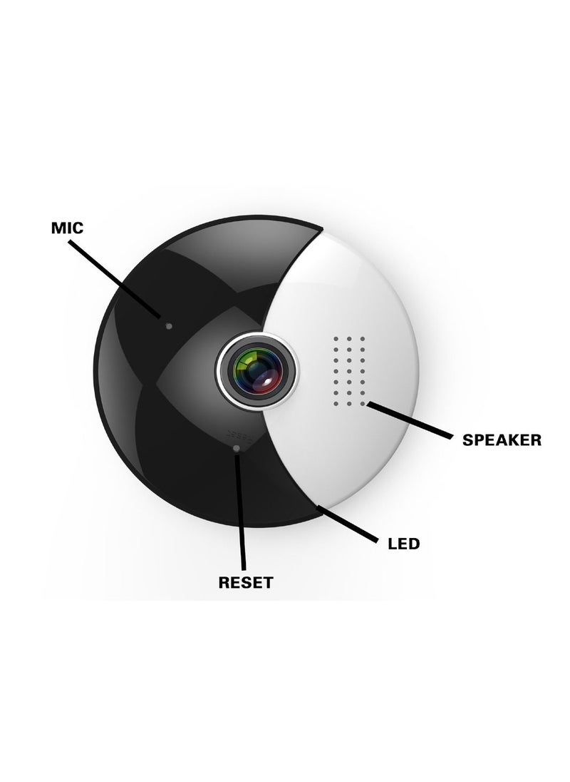 Generic - 360 moon VR panoramic WIFI IP camera with fish eye & dual stream image video & infrared night with free android & IOS App - Image 1