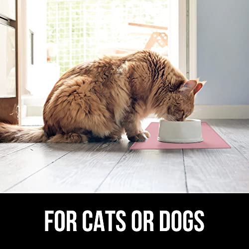 GORILLA GRIP 100% Waterproof Raised Edge BPA Free Silicone Pet Feeding Mat, Dog Cat Food Mats Contain Spills Protects Floors, Placemats for Cats and Dogs Water Bowl, Pets Accessories 18.5x11.5 Pink - Image 5