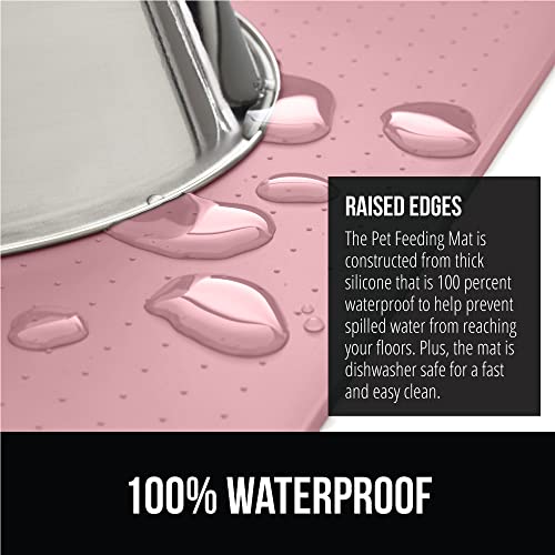 GORILLA GRIP 100% Waterproof Raised Edge BPA Free Silicone Pet Feeding Mat, Dog Cat Food Mats Contain Spills Protects Floors, Placemats for Cats and Dogs Water Bowl, Pets Accessories 18.5x11.5 Pink - Image 3