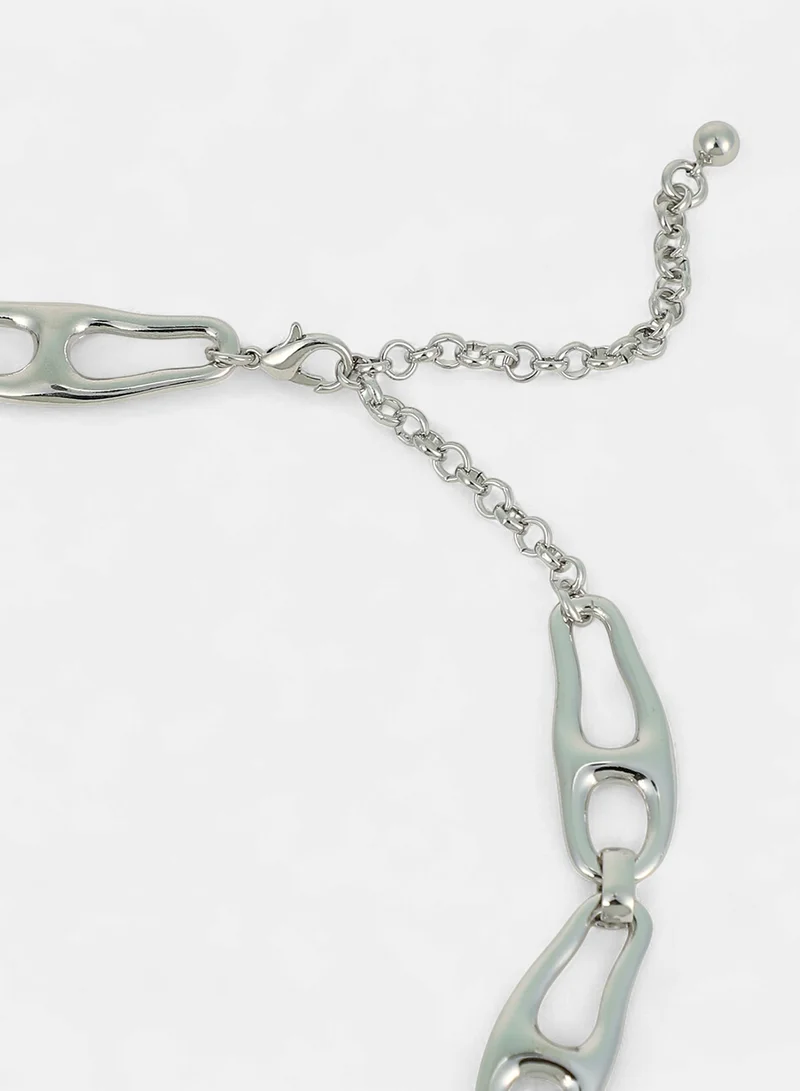 SOHI SOHI Women The Pavement-Link Chain Necklace | Chrome  Colour | One-Size | Metallic Alloy Material | Lobster Clasp Closure | Necklace For Casual & Evening Wear