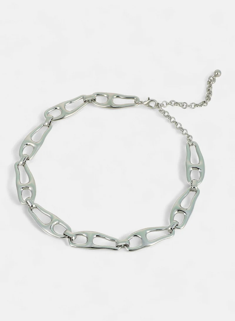 SOHI SOHI Women The Pavement-Link Chain Necklace | Chrome  Colour | One-Size | Metallic Alloy Material | Lobster Clasp Closure | Necklace For Casual & Evening Wear
