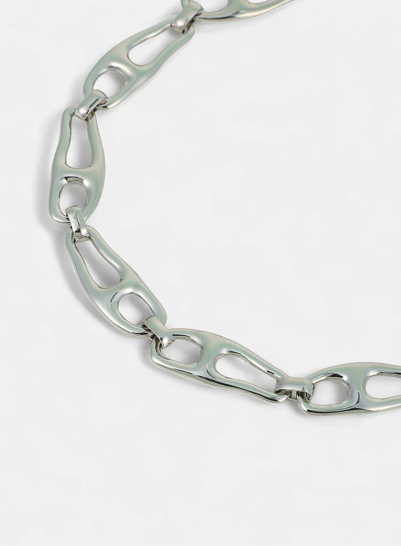 SOHI SOHI Women The Pavement-Link Chain Necklace | Chrome  Colour | One-Size | Metallic Alloy Material | Lobster Clasp Closure | Necklace For Casual & Evening Wear