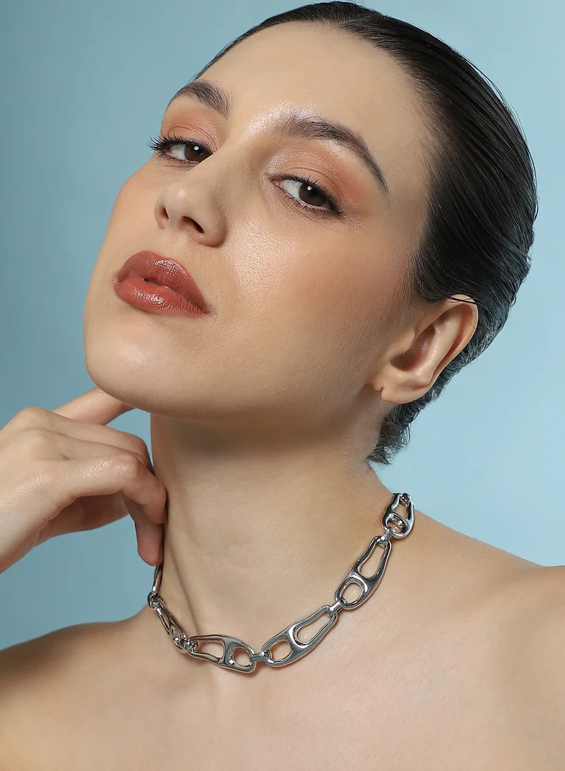 SOHI SOHI Women The Pavement-Link Chain Necklace | Chrome  Colour | One-Size | Metallic Alloy Material | Lobster Clasp Closure | Necklace For Casual & Evening Wear