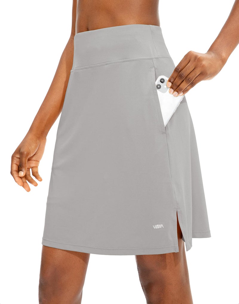 Viodia Women's 20" Knee Length Skorts Skirts Athletic Tennis Golf Skirt for Women Modest Sports Casual Summer Skirt with 5 Pockets Gray - Image 1