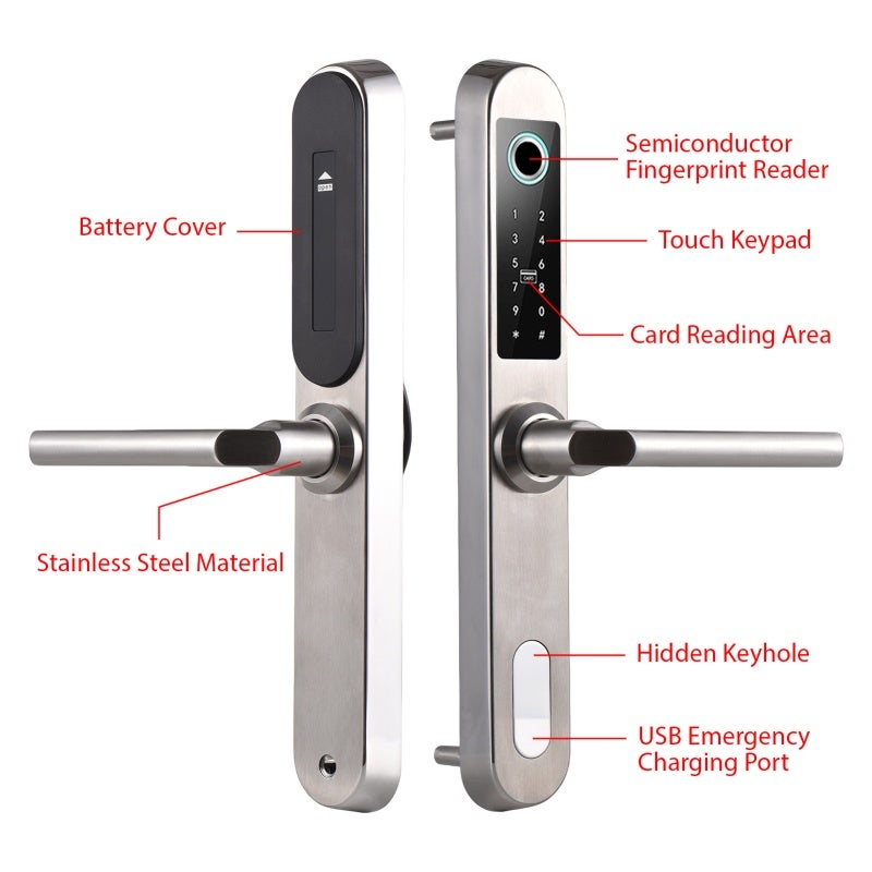 WAFU Smart Door Lock with Fingerprint APP Keyless Entry - Stainless Steel Keyless Entry Door Lock for Front Door - Image 4