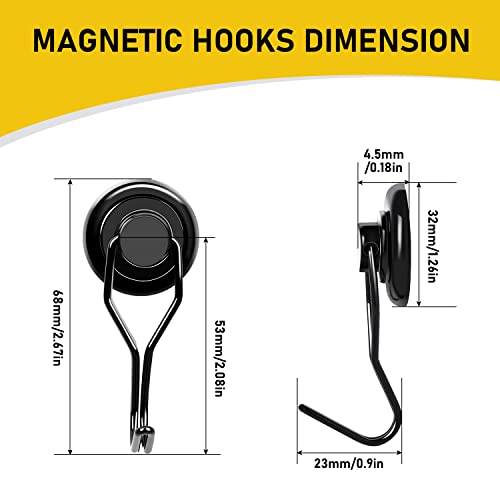 LOVIMAG Hooks, 110lbs+ Magnetic Magnet Hook 2025 Cruise Cabin Ship Essentials Heavy Duty Strong Refrigerator Fridge Hanging for Classroom Beach Vacation Kitchen Grills Home Mug Hanger (8 Pack), Black - Image 3