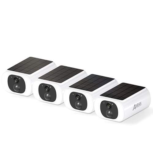 ANRAN 2K Cameras for Home Security Outside, Solar Security Cameras Wireless Outdoor, Battery Powered WiFi Surveillance with Human Detection, Color Night Vision, Spotlight, Works with Alexa (4 Pack) - Image 1