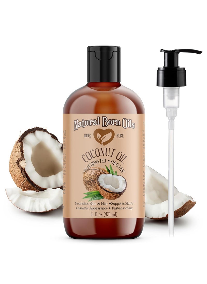 Natural Born Oils - Coconut Oil Fractionated 16oz Organic ColdPressed Carrier Oil FastAbsorbing Deep Skin Care Hair Health Natural Born Oils - Image 1