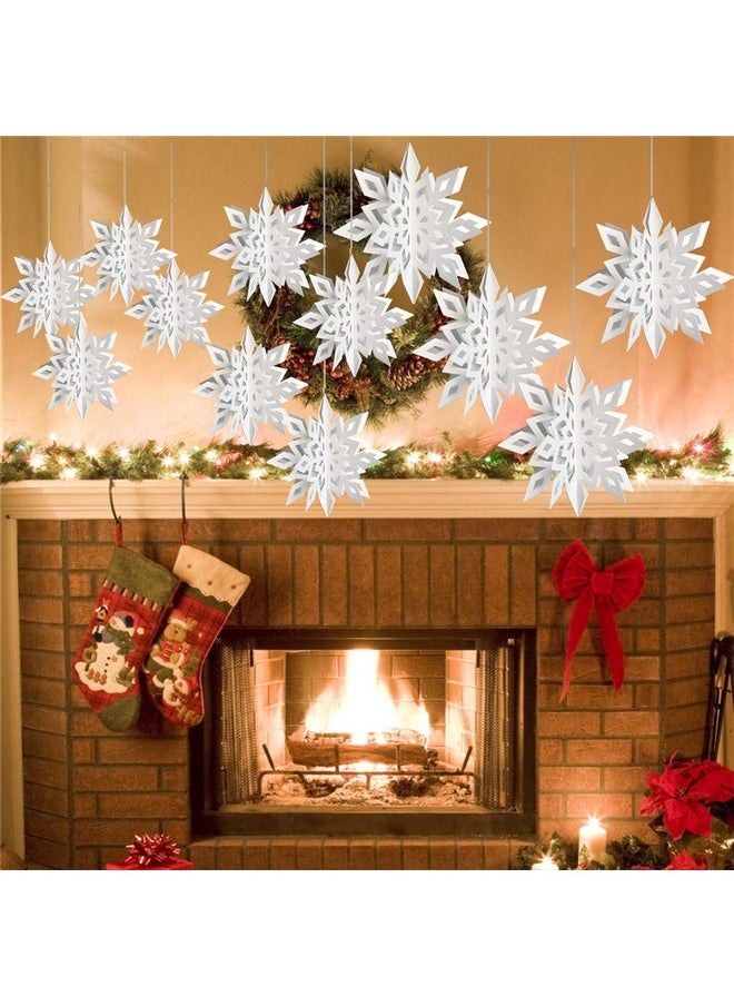 Eshylala 12 Pack Snowflake Hanging Garland 3D Glittery Large White Snowflake Hanging Garland Flags Christmas Winter Holiday New Year Party Home Decoration (White&Silver) - pzsku/Z5C8B56530A89ADF8F489Z/45/_/1740982563/e8e7a9a5-35f0-4427-b051-f30cc625711c