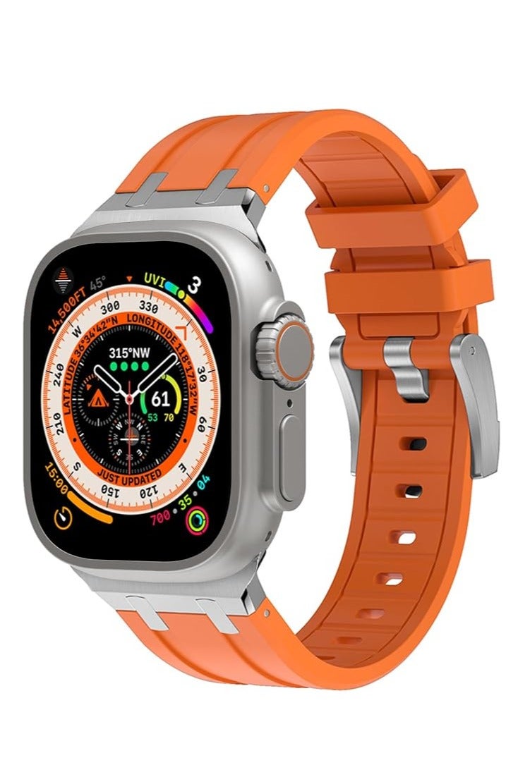 Compatible with Apple Watch 45mm 44mm 42mm 49mm Series 7 SE, Series 6 5 4 3 2 1,Man Women Solid Stainless Steel Link Bracelet Replacement Wristband for iWatch 45mm 44mm 42mm 49mm - Image 1