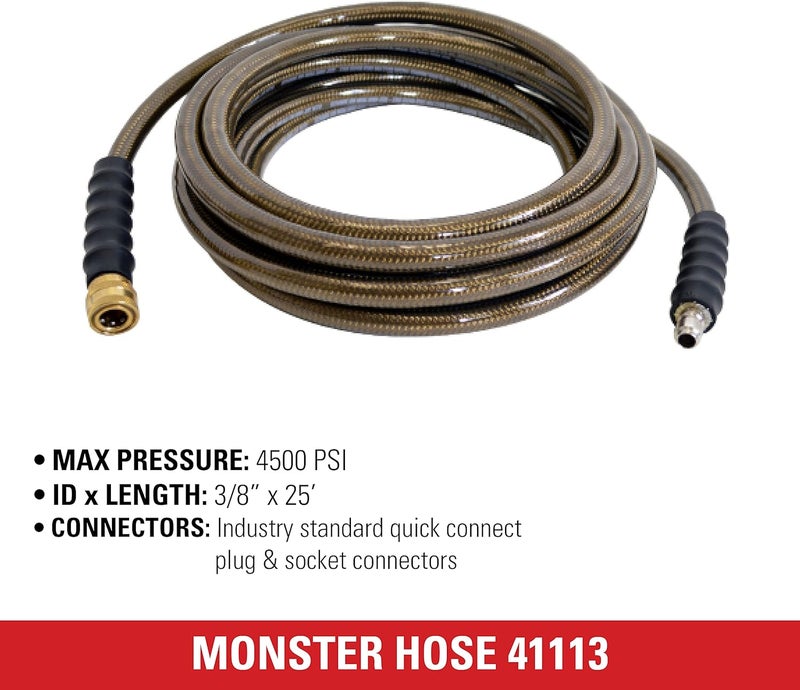 Simpson سيمبسون كلينينغ 41113 سلسلة الوحش 4500 PSI خرطوم غسالة ضغط للاستخدام بالماء البارد 38 بوصة قطر داخلي 25 قدم بني - Image 4