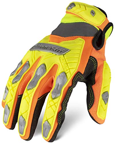 Ironclad Command Impact Work Gloves; Touch Screen Gloves Conductive Palm & Fingers, Impact Protection, Machine Washable, Sized S, M, L, XL, XXL (1 Pair), Hi-viz Yellow & Orange (IEX-HZIL1-04-L) - Image 1