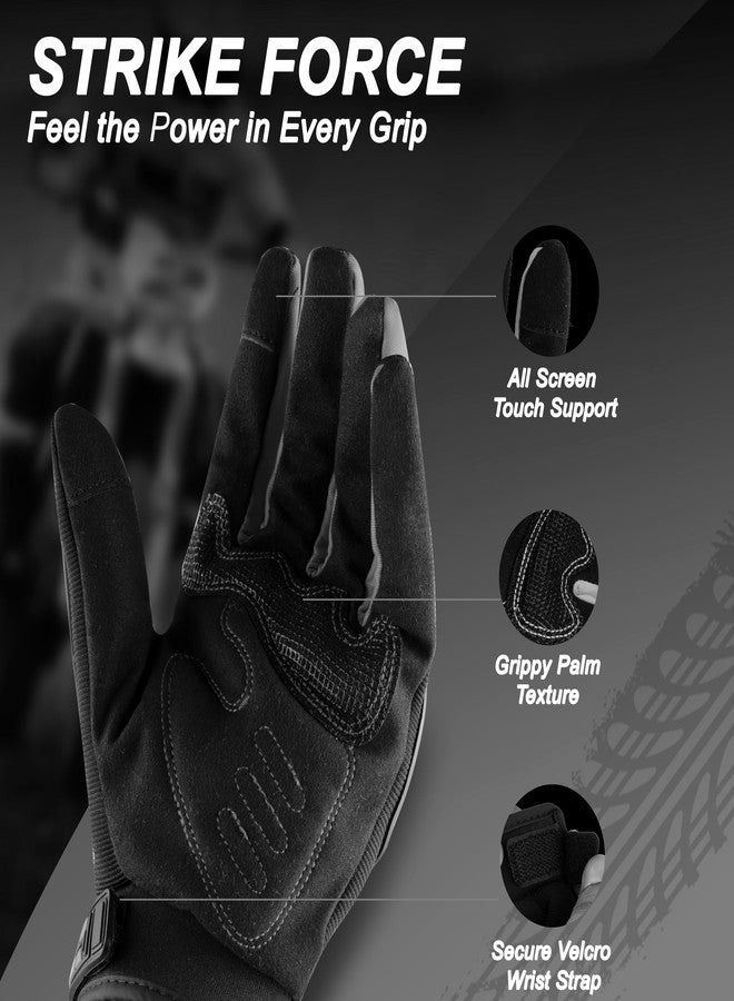 BADOWL RYDON Knuckle Protection Riding Gloves | Anti-Slip Grip & Touchscreen Sports Gloves | Durable, Breathable, All-Weather Design (Grey, L) - Image 4