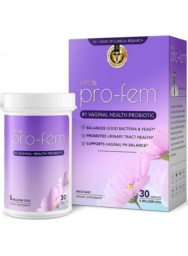 أتش بي دي ركس بروبيوتيك HPD Rx Pro-Fem، البروبيوتيك رقم 1 لصحة المهبل | بروبيوتيك مهبلي | مثبت سريريًا أنه يعزز توازن الخميرة ودرجة الحموضة (PH)، ويعزز صحة المسالك البولية | بروبيوتيك أنثوي | فعال في 7 أيام | 30 كبسولة | عبوة واحدة  - Image 1