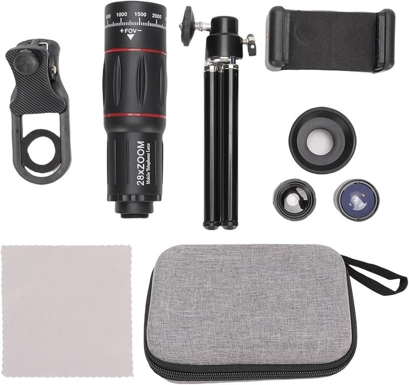 Universal 28X Telephoto Lens with 0 6X Wide Angle 20X Macro and 198 Fisheye for Smartphone Photography - Image 3