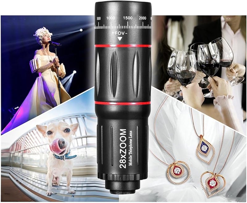 Universal 28X Telephoto Lens with 0 6X Wide Angle 20X Macro and 198 Fisheye for Smartphone Photography - Image 5
