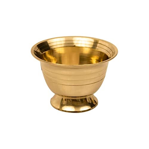 Spillbox Brass Chandhan | Kumkum | Turmeric | Sandal | Haldi | Bowl | Pooja | Puja | Holder | Roli | Stand | Multipurpose For Temple Home - Padam Payala (1), 1 L - Image 1