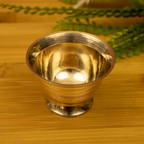 Spillbox Brass Chandhan | Kumkum | Turmeric | Sandal | Haldi | Bowl | Pooja | Puja | Holder | Roli | Stand | Multipurpose For Temple Home - Padam Payala (1), 1 L - Image 2
