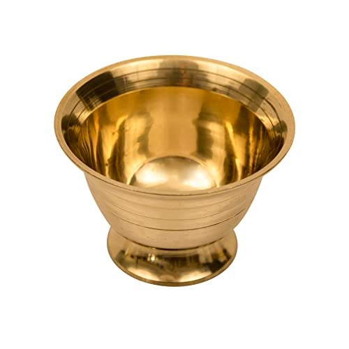 Spillbox Brass Chandhan | Kumkum | Turmeric | Sandal | Haldi | Bowl | Pooja | Puja | Holder | Roli | Stand | Multipurpose For Temple Home - Padam Payala (1), 1 L - Image 3